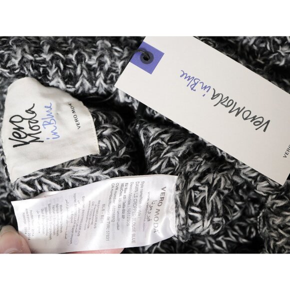 Black White Melange Chunky Knit Sweater 🐼 VERO MODA - Picture 2 of 6